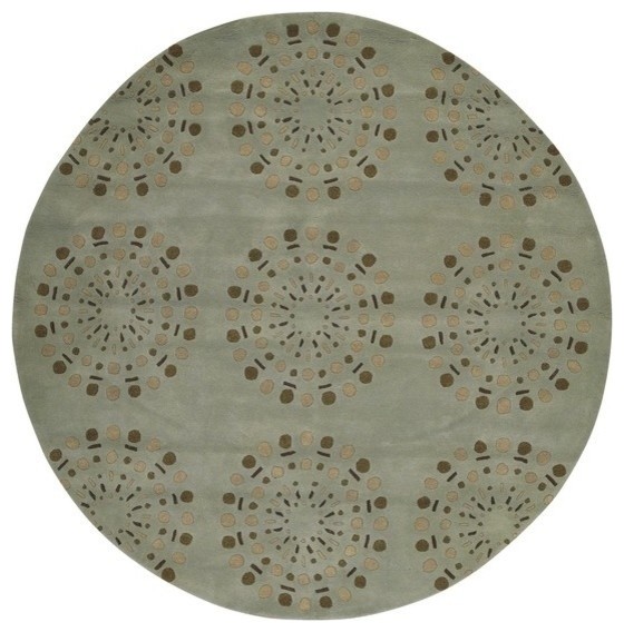 Bombay BST428 Modern 8Foot Round Wool Rug in Gray, Brown & Tan