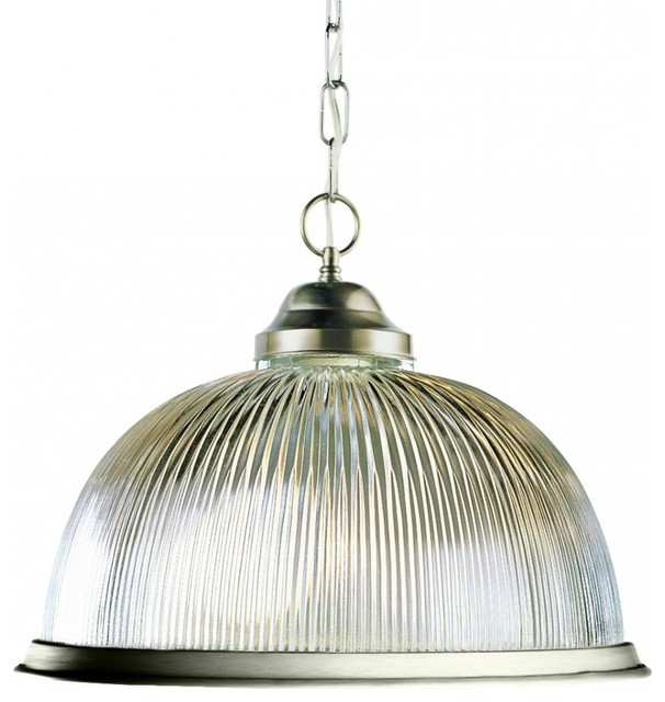 Brushed Nickel Pendant Lighting Kitchen | one light brushed nickel clear ribbed halophane glass down Brushed Nickel Pendant Lighting Kitchen | one light brushed nickel clear ribbed halophane glass down
