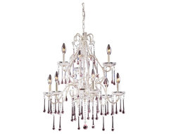 Opulence Antique White Nine Arm Chandelier with Rose Crystals modern-chandeliers