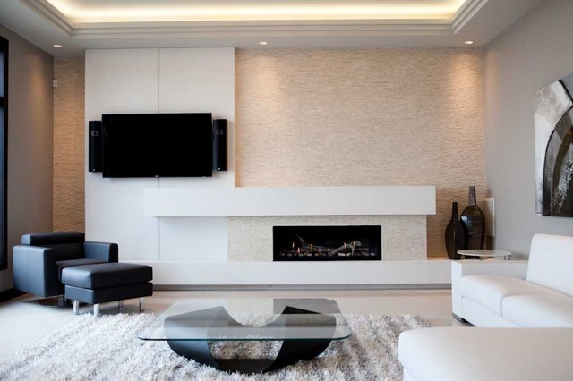 Modern Concrete Fireplace Surround - modern - living room ...