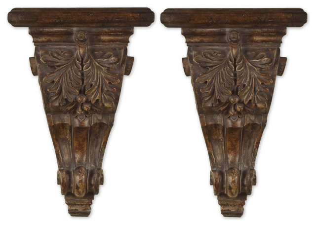 Old World Tuscan Wall Brackets Shelves - Transitional - Home Decor - by