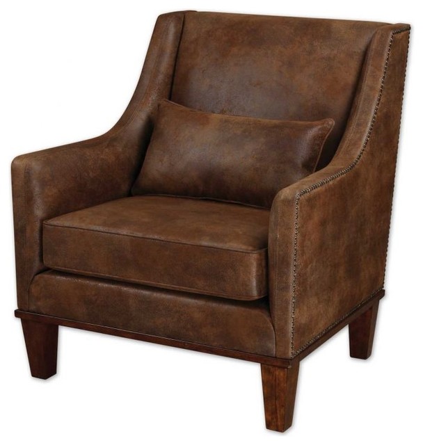 Clay Rustic Leather Look Arm Chair Rustic Armchairs And Accent