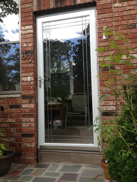 full view storm door with tinted glass
