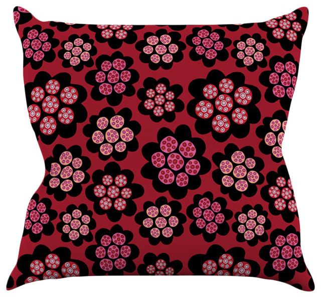  Pink Floral Throw Pillow (16" x 16") contemporary-decorative-pillows