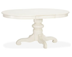 Tivoli Extending Pedestal Dining Table, Almond White traditional dining tables