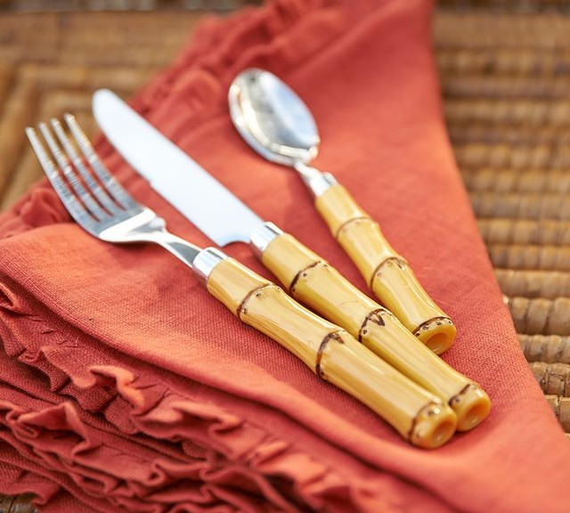 Faux Bamboo Outdoor Flatware, 12Piece Set Eclectic Flatware And