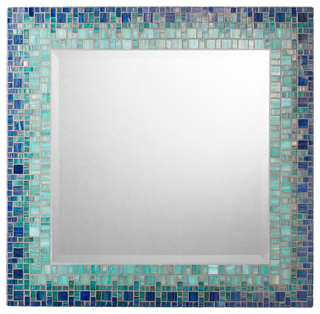 Mosaic Mirror - Deep Blue & Teal (Handmade), 18 ...