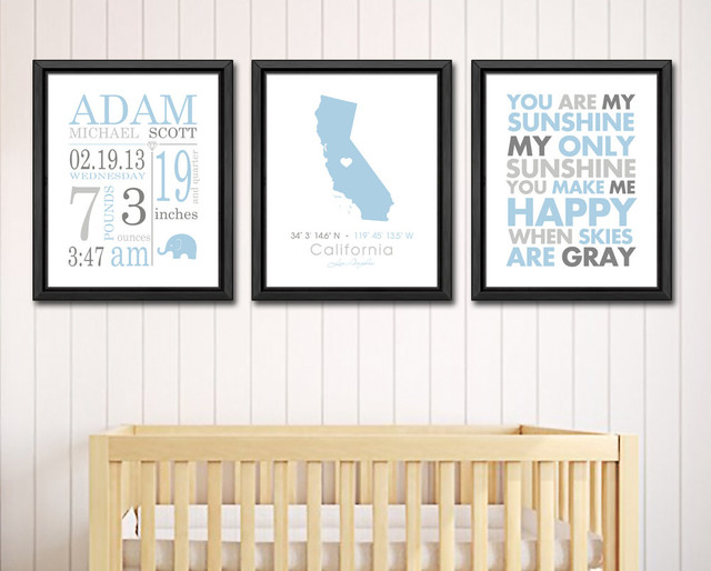 Baby birth announcement, baby birth stats prints - modern 