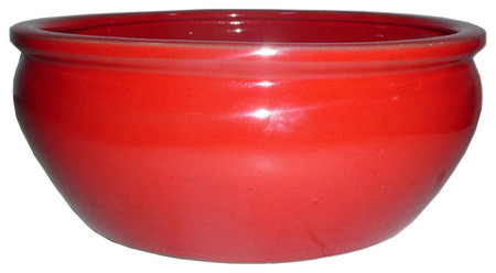 red ceramic outdoor plant pots