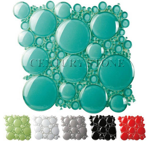 3d Bubble Round Glass Mosaic Tile