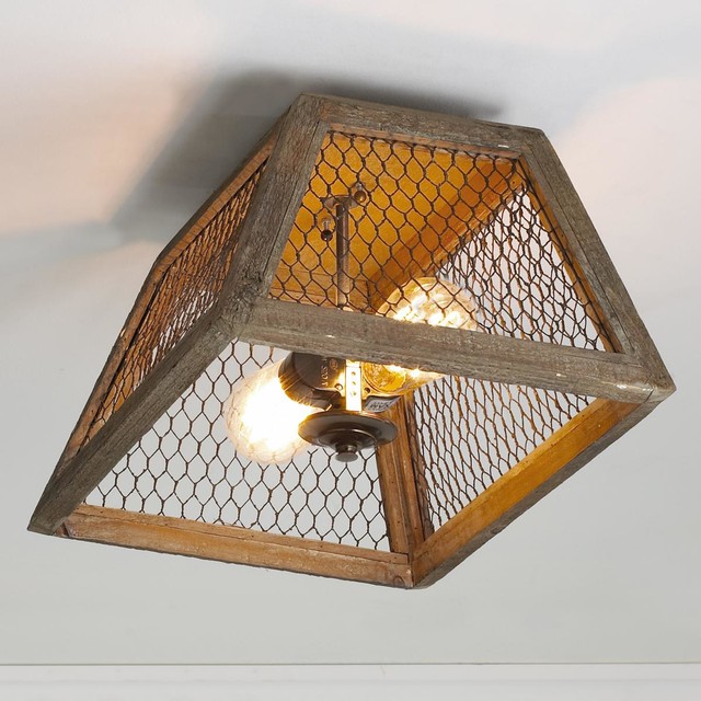 Chicken Wire Shade Ceiling Light Flushmount Ceiling Lighting by Shades of Light