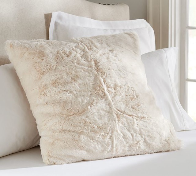 Faux Fur Oversize Euro Sham, Ivory Contemporary Decorative Pillows