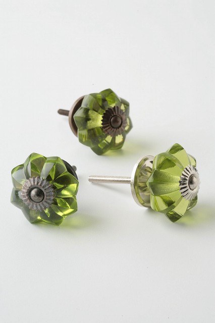 Glass Melon Knob, Brass eclectic knobs