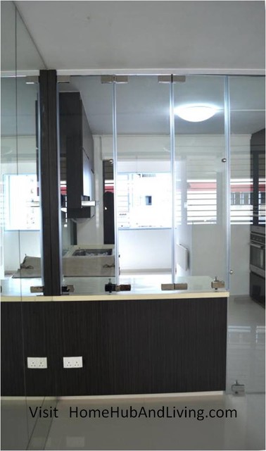 Stylish Designed Modern Kitchen (Counter Top Island) with Frameless Door System contemporary