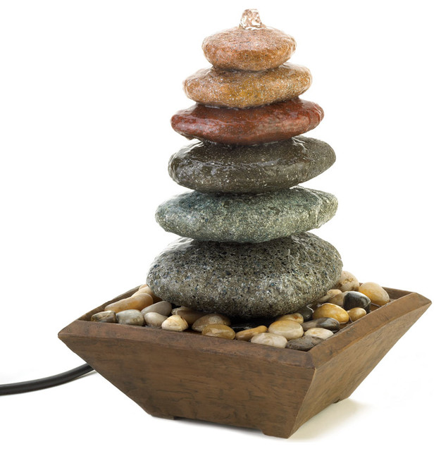 Zen Stacked Stone Fountain Contemporary Indoor Fountains by Koolekoo
