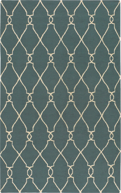 Turquoise/Ivory Hand Tufted Rug - modern - rugs - - by paylessrugs.
