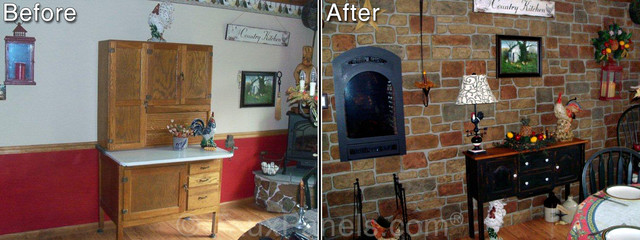 Country Kitchen Accent Wall: Before and After - Rustic - Kitchen - by