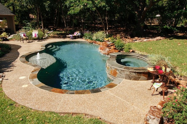 above ground pool with waterfall