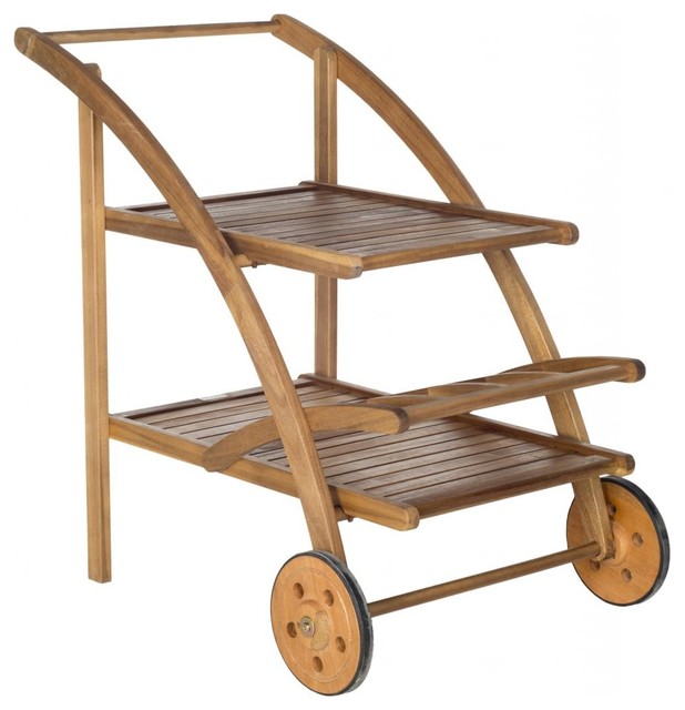 Lodi Tea Cart Transitional Outdoor Serving Carts by Pacific Rug & Home