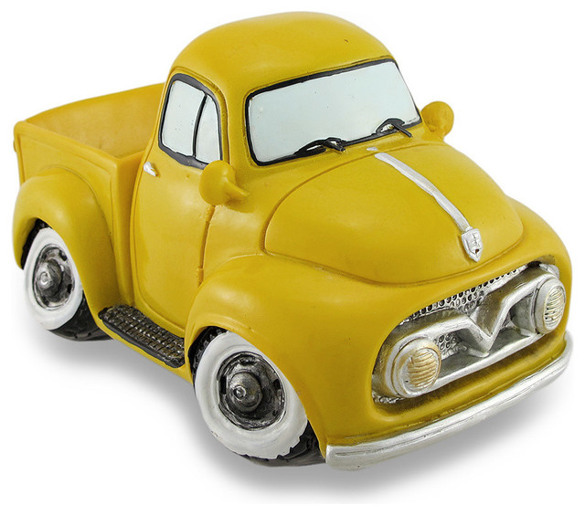 Bright Yellow Vintage Style Pickup Truck Coin Bank Contemporary