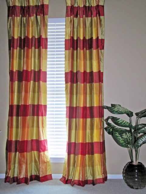 Plaid Silk Drapes - traditional - curtains - new orleans - by Drea ...