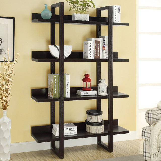 Cappuccino 71in.H Open Concept Display Etagere Contemporary