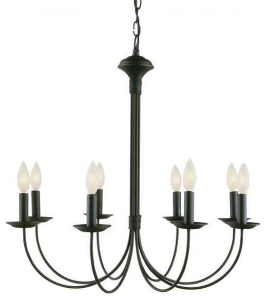 Colonial Candles 8 Light Chandelier In Black Modern Chandeliers