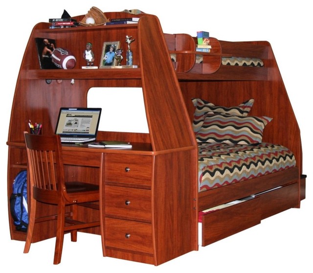 Enterprise Twin over Full Bunk Bed with Storage Drawers / Desk ...