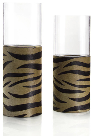 John Richard 26x10"Dia Hair On Hide Zebra Hurricane modern-candles-and-candleholders