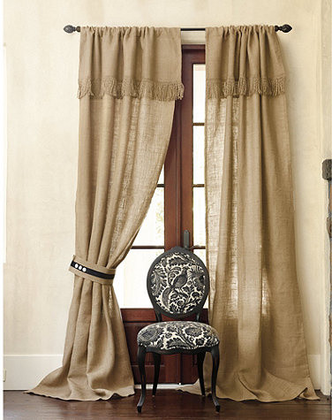 Burlap Panel with Fringed Valance - traditional - curtains - - by ...