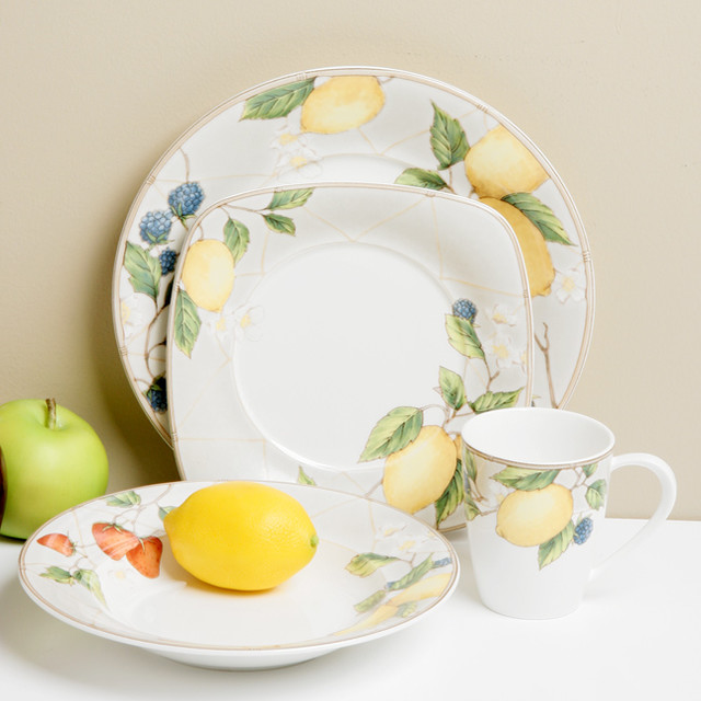 Red Vanilla Fruit Salad 16piece Dinnerware Set Contemporary