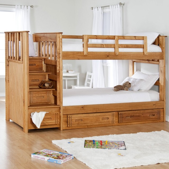 Stairway II Twin over Twin Bunk Bed with Stairs + 2 Free ...