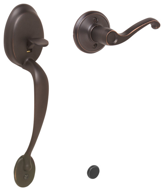 Schlage Plymouth Half Handleset w/ Flair Lever Right Hand in Aged ...