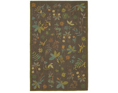 Hand-washed Martha Stewart 'Grove' Twig Olive Green Wool traditional rugs