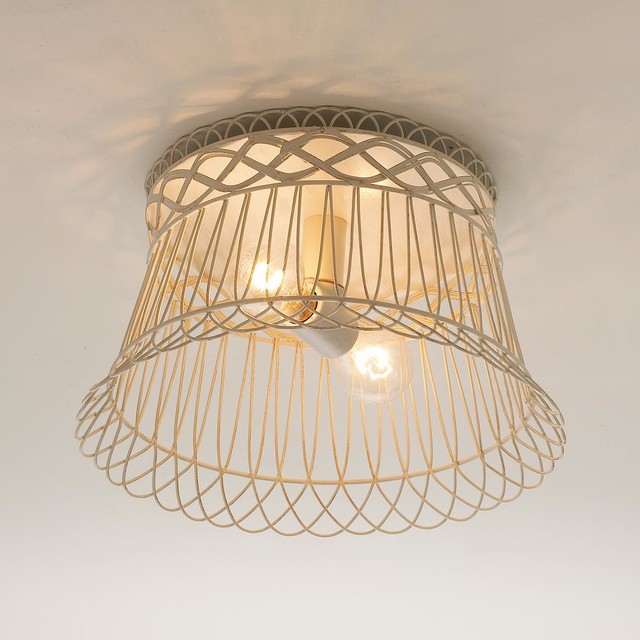 Vintage Wire Basket Ceiling Light Flushmount Ceiling Lighting by Shades of Light