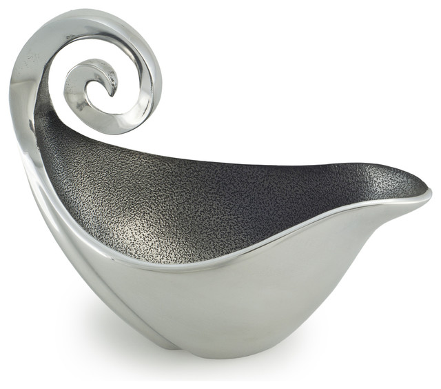 Polished Aluminum Elongated Gravy Bowl Modern Serving Bowls by