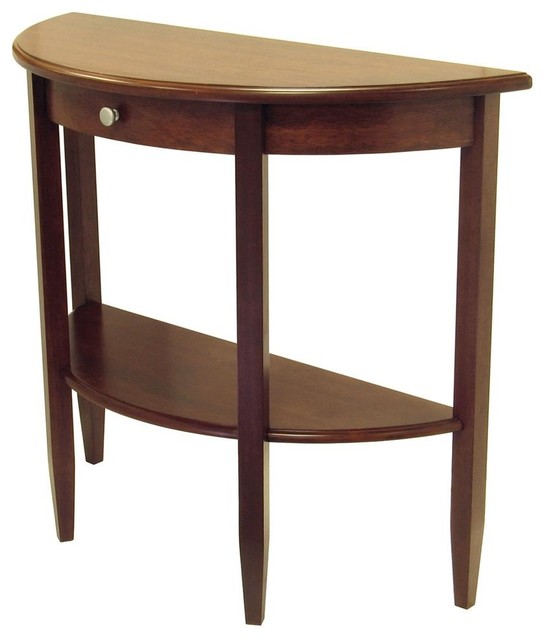 Half Moon Shaped Console Table w Drawer Contemporary Console Tables
