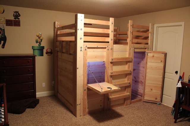 The Bed Fort Opened Up - Built From Queen Loft Bed Plans - Rustic ...