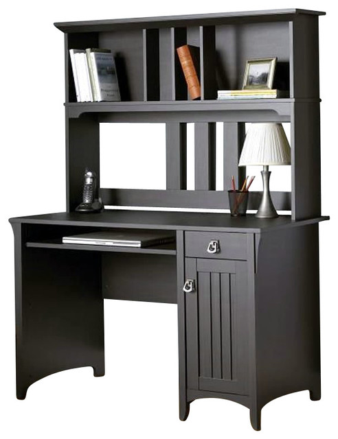 Bush Furniture Salinas Mission Desk With Hutch, Lateral File Cabinet And 5 Shelf Bookcase In Cape Cod Gray