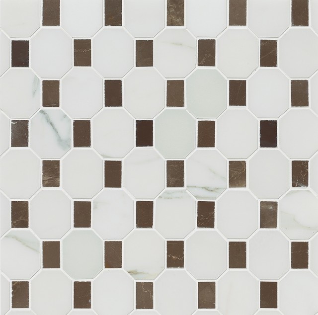 Studio Moderne Stone Regency Mosaic Calacata & Café Bruno 2'' x 11/2