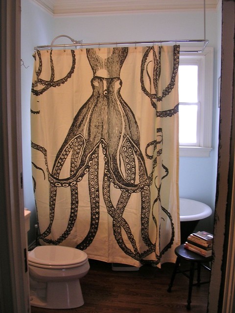 Spring Tension Curtain Rods Octopus Garden Shower Curtain