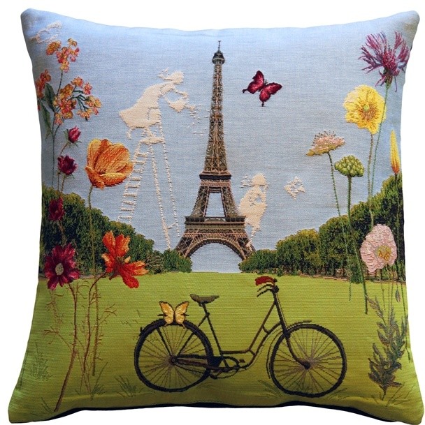 Pillow Decor - Eiffel Tower in Spring Tapestry Throw Pillow - Eclectic - Decorative Pillows - by ...