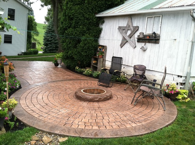 Stamped Concrete Patio with fire ring Sugarcreek Ohio ...