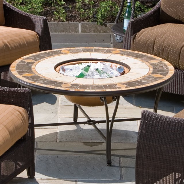 Alfresco Home Marble Mosaic Outdoor Combo Fire Pit / Beverage Cooler