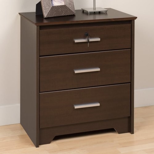 Coal Harbor 3 Drawer Tall Nightstand With Lock Espresso Modern Nightstands And Bedside