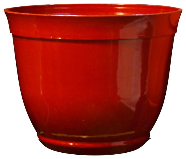 red ceramic outdoor plant pots