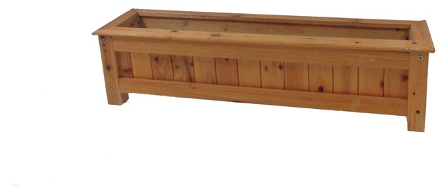 Cedar Wood Deck Rail Top Planter Box - Contemporary 
