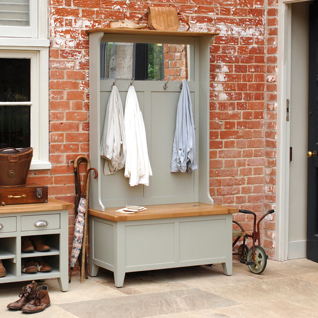 Caldecote French Grey Storage Unit with Mirror Country Hallway