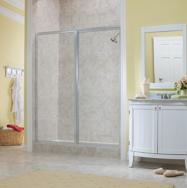 Tides Framed Continuous Hinge Shower Door and Panel Shower Doors by
