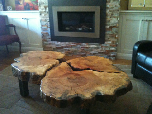 Reclaimed Maple Live Edge Slab Cookie Coffee Table - Contemporary
